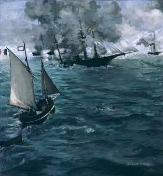 Buque de guerra Painting - Batalla de Kearsage y Alabama Eduard Manet
